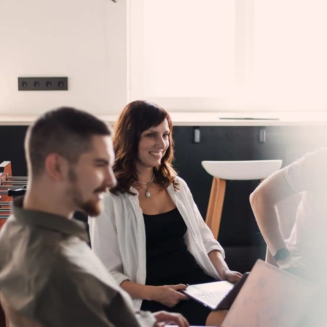 VL team member smiling during a meeting
